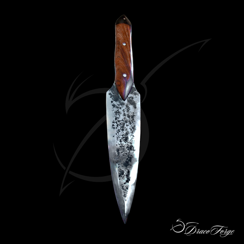 Couteau de lancer artisanal brut de forge bois de fer Dracoforge