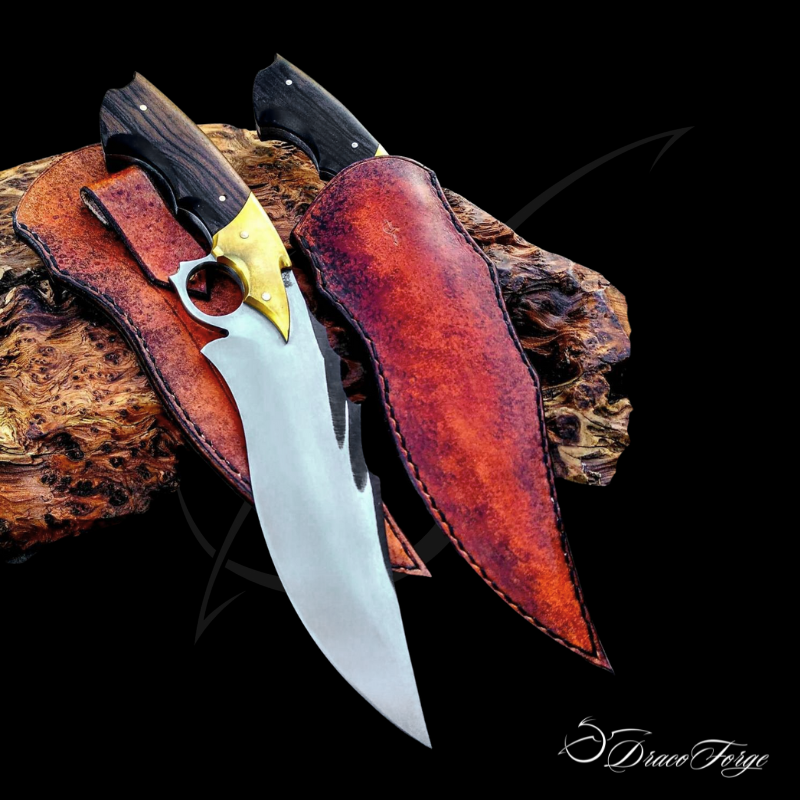 Daryl's Twins doubles couteaux fixes ziricote et étui cuir Dracoforge