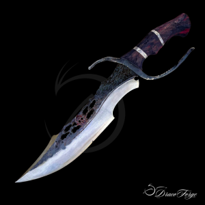 Lame du Forban grand couteau artisanal fixe forgé inspiration pirate Dracoforge