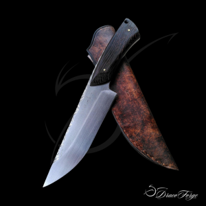 Ursidae 3 couteau de chasse artisanal quillochage avec son étui cuir Dracoforge