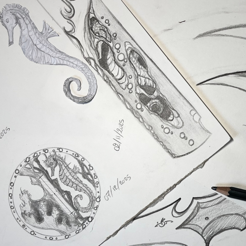 Concept art de couteau fantastique artisanal français Dracoforge