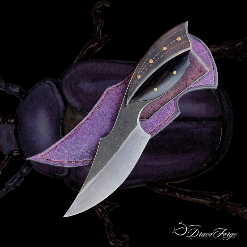 Dent de Lune Scarabée couteau outil artisanal compact polyvalent inox ébène Dracoforge Dent de Lune Scarabée couteau outil artisanal compact polyvalent inox ébène par Dracoforge