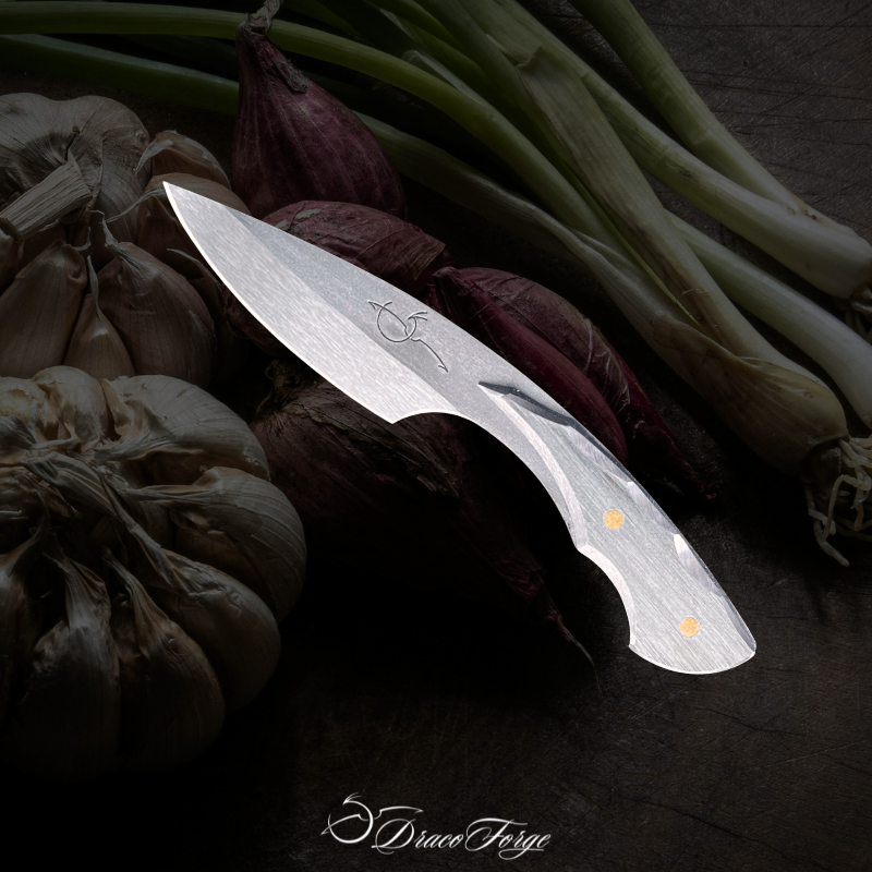 Épluche alliacées inox mini couteau de cuisine artisanal fendre le pain Dracoforge
